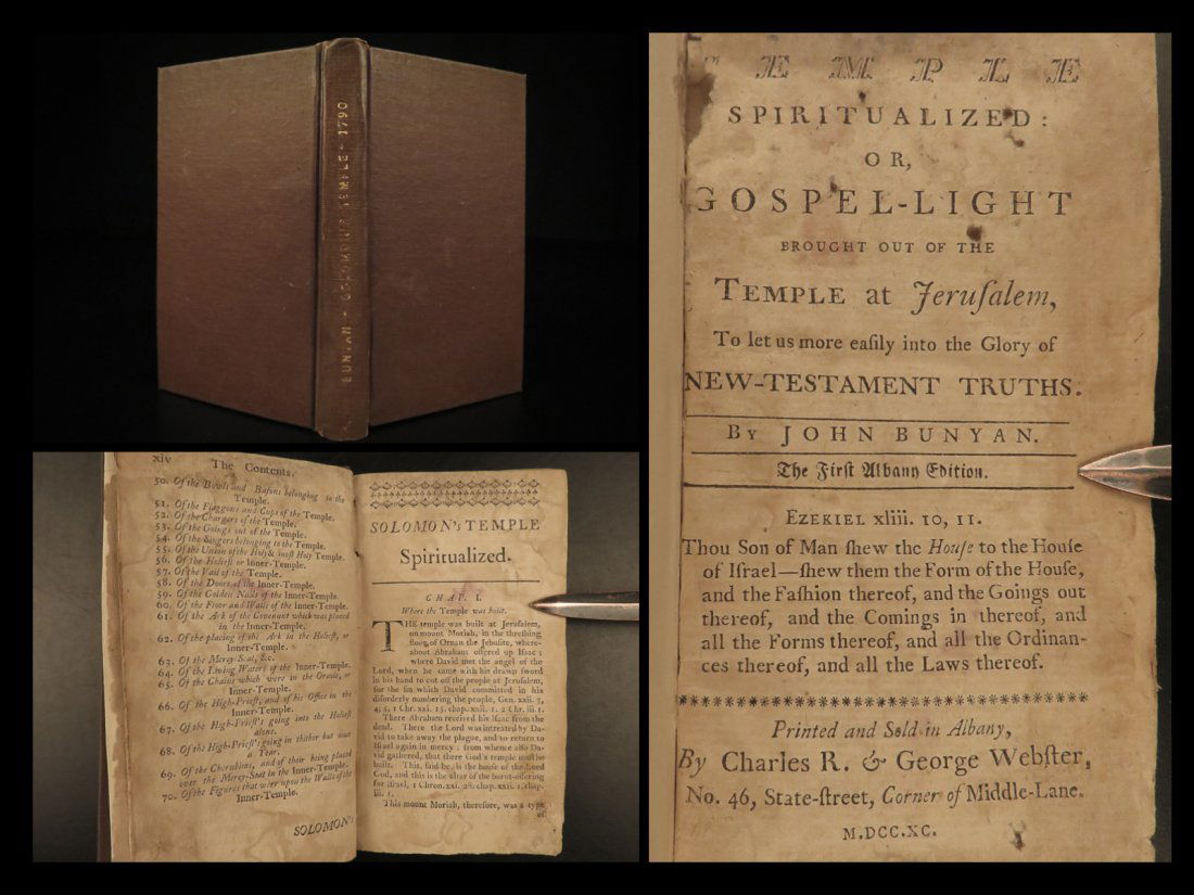 1790 1ed John Bunyan Solomons Temple Spiritualized BIBLE Albany Jerusalem RARE (1 of 10)