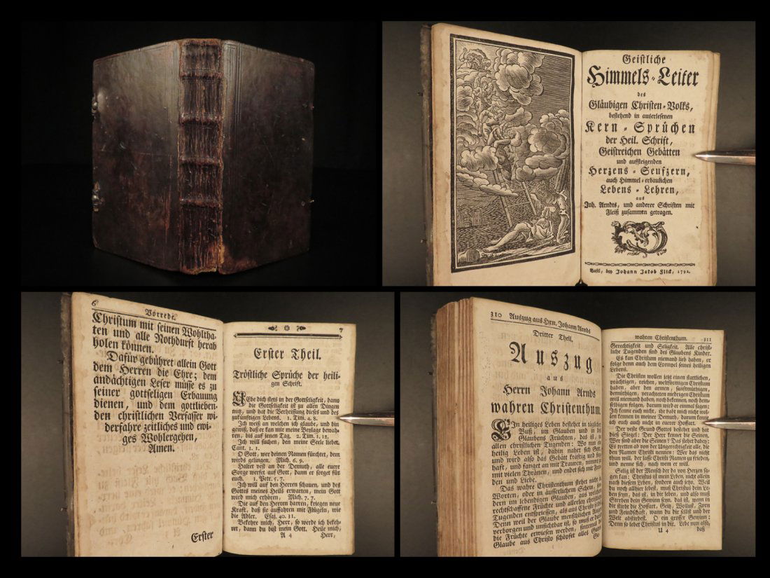 1791 RARE SWISS German BIBLE Prayers Johann Arndt Basel Switzerland Flick (1 of 10)