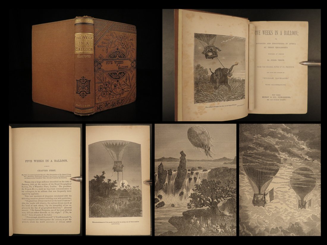 1869 Jules Verne Five Weeks in Balloon Adventure Voyages Illustrated 80 Days: 1869 Jules Verne Five Weeks in Balloon Adventure Voyages Illustrated 80 Days â€œReality provides us with facts so romantic that imagination itself could add nothing to them.” â€• Jules 