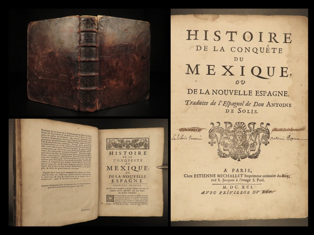 1691 1st ed Spanish Conquest of Mexico Solis Aztec Hernan Cortez Montezuma RARE (1 of 10)