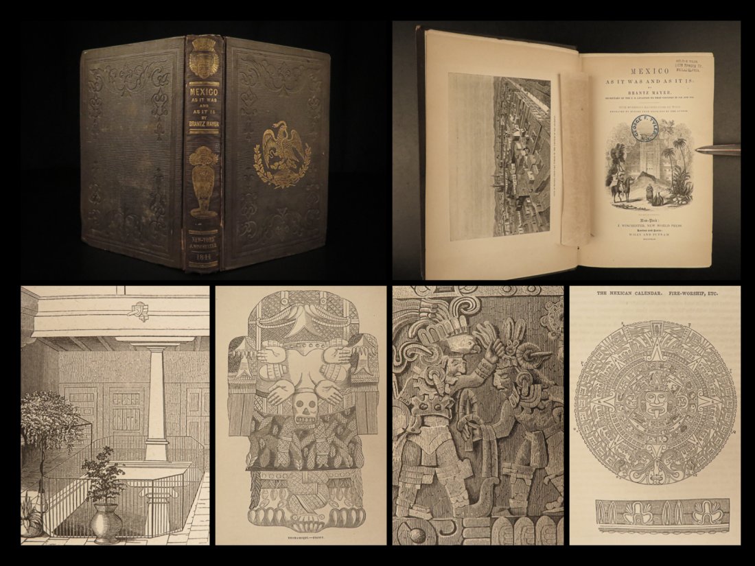 1844 ROOSEVELT 1st Lady OWNED 1ed Mexico Aztec Brantz Mayer Mexican Mythology (1 of 10)