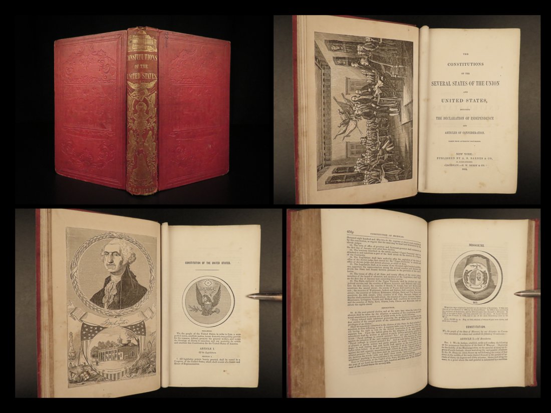 1852 1ed Constitution Declaration Independence Articles Confederation California (1 of 10)