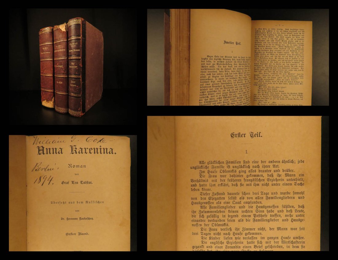 1894 Works of Leo Tolstoy Russian Literature Anna Karenina Caucasus GERMAN 3v (1 of 20)