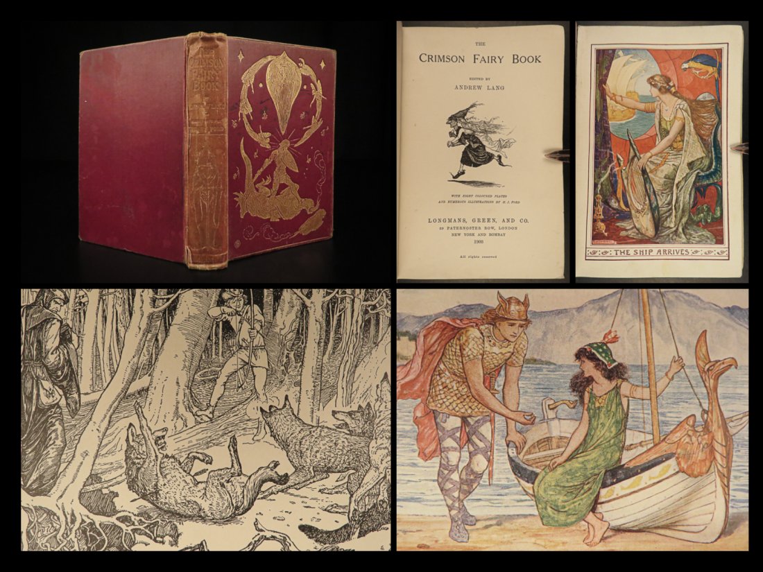 1903 1st ed Crimson Fairy Book Andrew Lang Russia Japan Magic Kettle Illustrated (1 of 10)