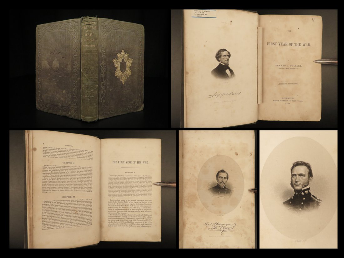 1862 Confederate Southern History of Civil War First Year Gettysburg CSA Pollard (1 of 10)
