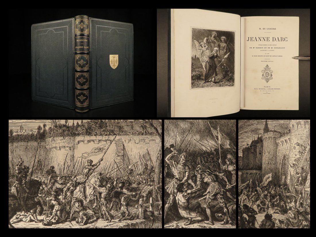 1875 Joan of Arc by Lescure Jeanne Darc France Flameng ART BINDING 100 Years WAR (1 of 10)