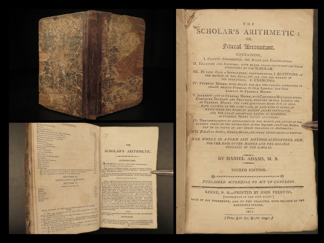 1813 Mathematics The Scholars Arithmetic Finance Accounting Early American Math (1 of 10)