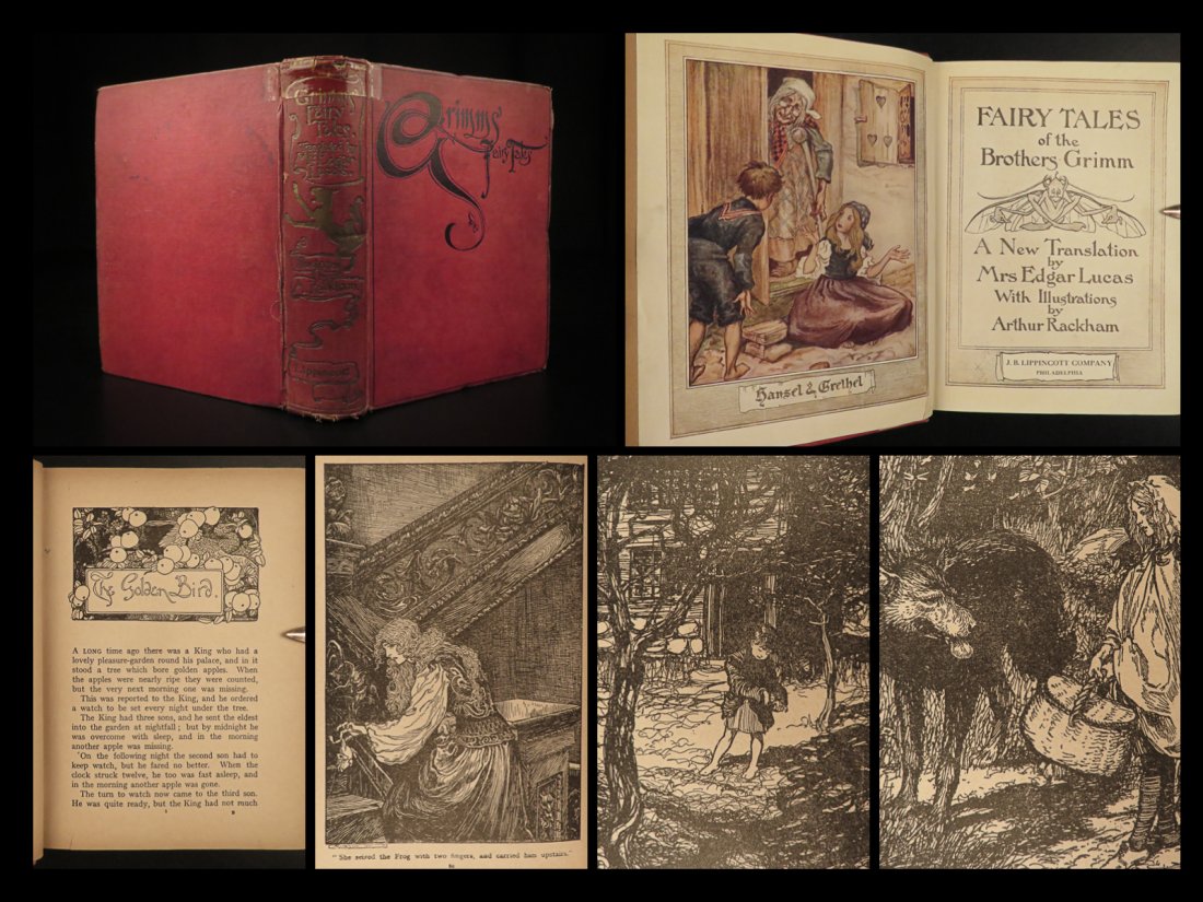 1900 Grimms Fairy Tales Rackham ART Red Riding Hood Rapunzel Cinderella GRIMM (1 of 10)