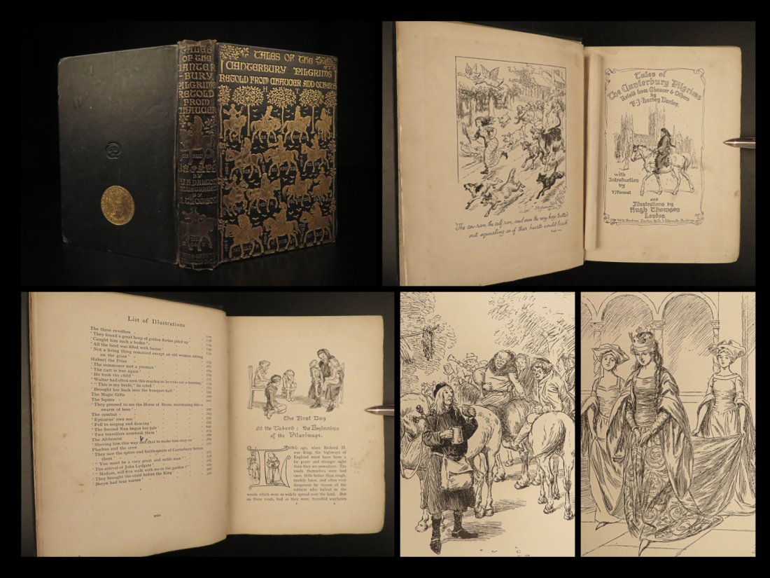 1906 Geoffrey CHAUCER Canterbury Tales Pilgrims Knights Tale Hugh Thomson ART (1 of 10)