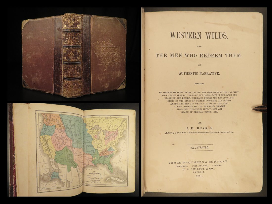 1881 Western Wilds Native American INDIANS Custer Mormonism Brigham Young MAP: 1881 Western Wilds Native American INDIANS Custer Mormonism Brigham Young MAP John Beadles â€œWestern Wilds” is a rare 19th-century account of voyages in the American west, primarily through