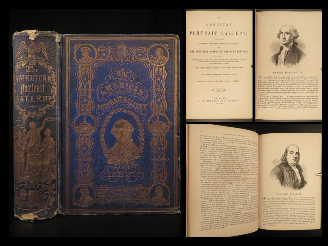 1855 American Portrait Gallery Columbus Crockett Washington Franklin Illustrated (1 of 10)