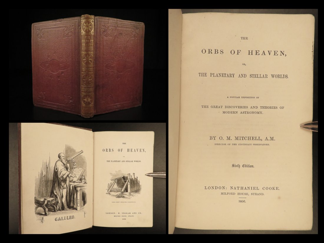 1856 ASTRONOMY Orbs of Heaven Galileo Copernicus Newton Tycho Brahe Illustrated (1 of 10)