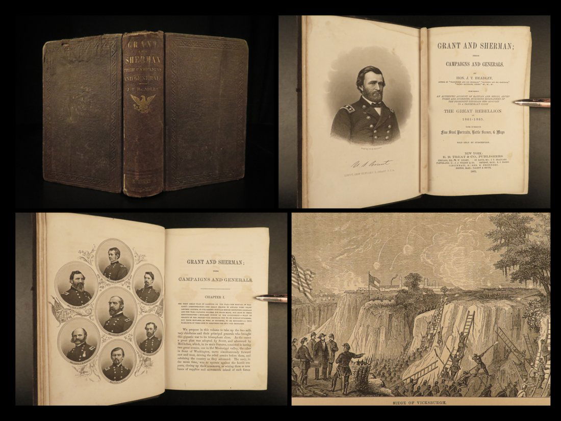 1865 1st ed Ulysses S Grant & W Tecumseh Sherman Civil WAR Generals Headley RARE (1 of 10)