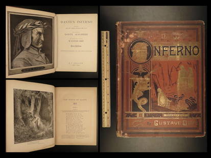 1884 Dante Inferno Gustave Dore Alighieri Divine Comedy Purgatory Paradise Cary: 1884 Dante Inferno Gustave Dore Alighieri Divine Comedy Purgatory Paradise Cary A scarce, 19th-century English folio edition of Dante Alighieris poem, Dantes Inferno. Published by Collier and translat