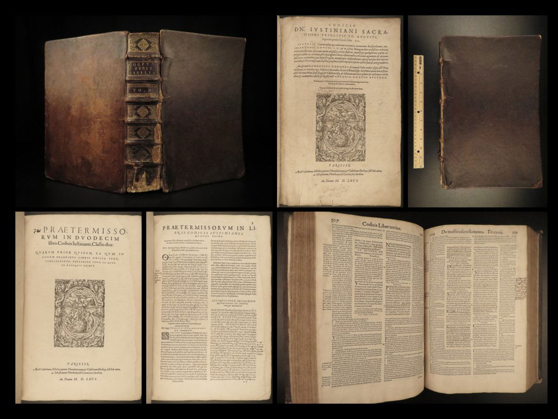 1566 LAW Justinian CODEX & Institutes Corpus Juris Rome Merlin Desboys HUGE (1 of 10)
