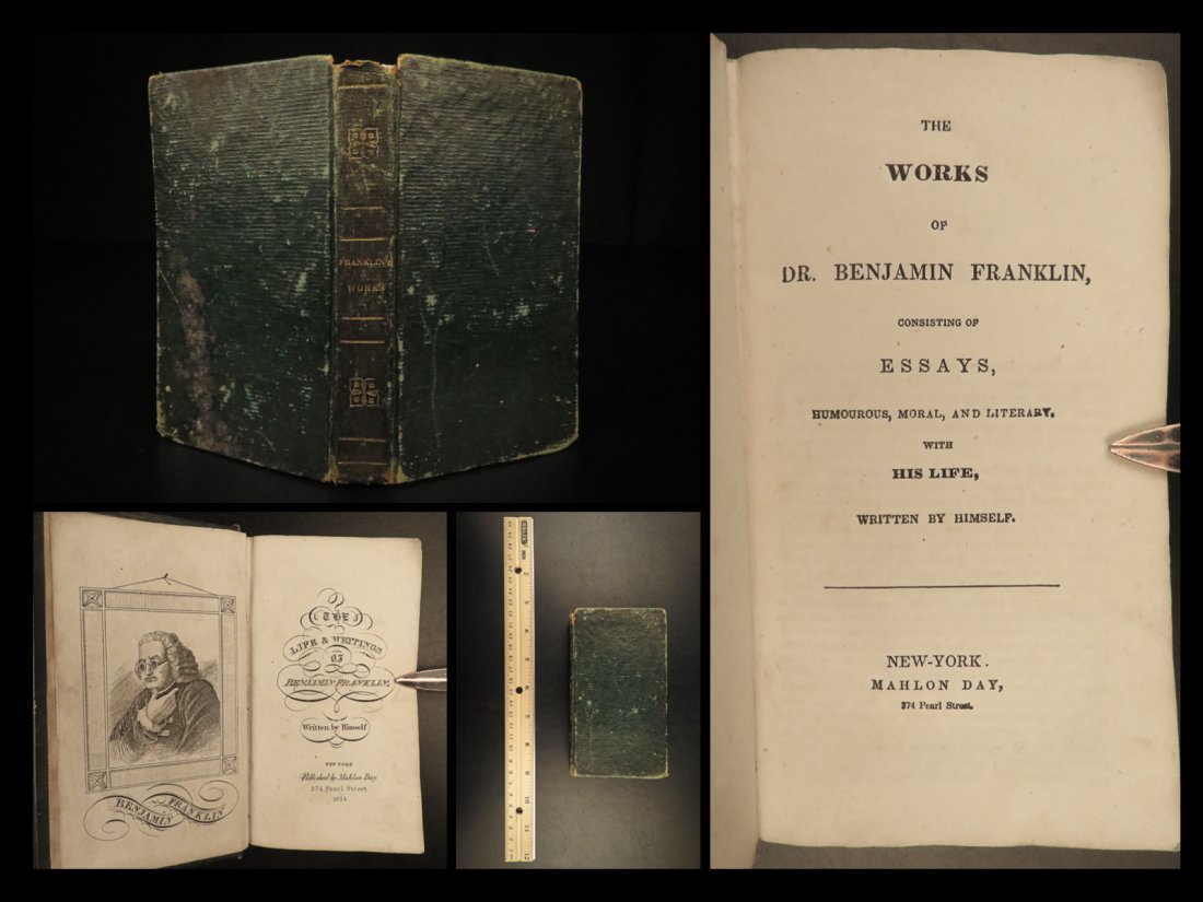 1834 Benjamin Franklin Essays Autobiography US Founding Father Americana (1 of 10)