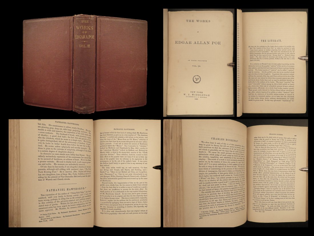 1861 Works of Edgar Allan Poe Commentary Longfellow Bryant Hawthorne Dickens (1 of 10)
