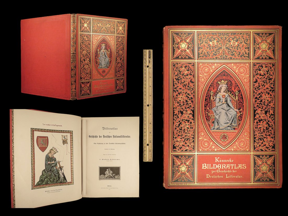 1887 EXQUISITE German Literature Beowulf Goethe Schiller Grimm Illustrated FOLIO (1 of 10)