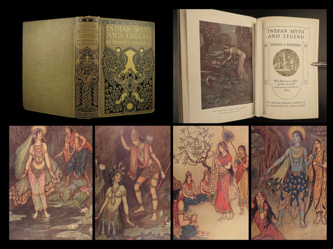 1924 1ed Indian Myth Legend INDIA Hindu gods Shiva Vishnu Illustrated Buddha (1 of 10)