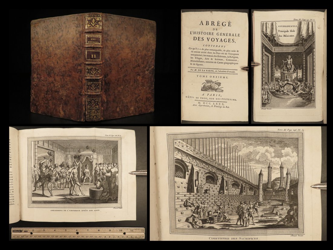 1780 Voyages in MEXICO Narvaez & CORTEZ Aztec Idols Huitzilopochtli Pizarro: 1780 Voyages in MEXICO Narvaez & CORTEZ Aztec Idols Huitzilopochtli Pizarro The best book of its kind! A rare book La Harpes General History of Voyages! This extensive work was begun by La Harpe, and,