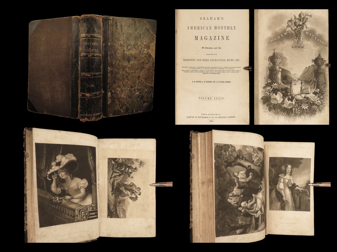 1849 American Monthly Magazine Fashion Poetry Illustrated Edgar Allan Poe (1 of 10)