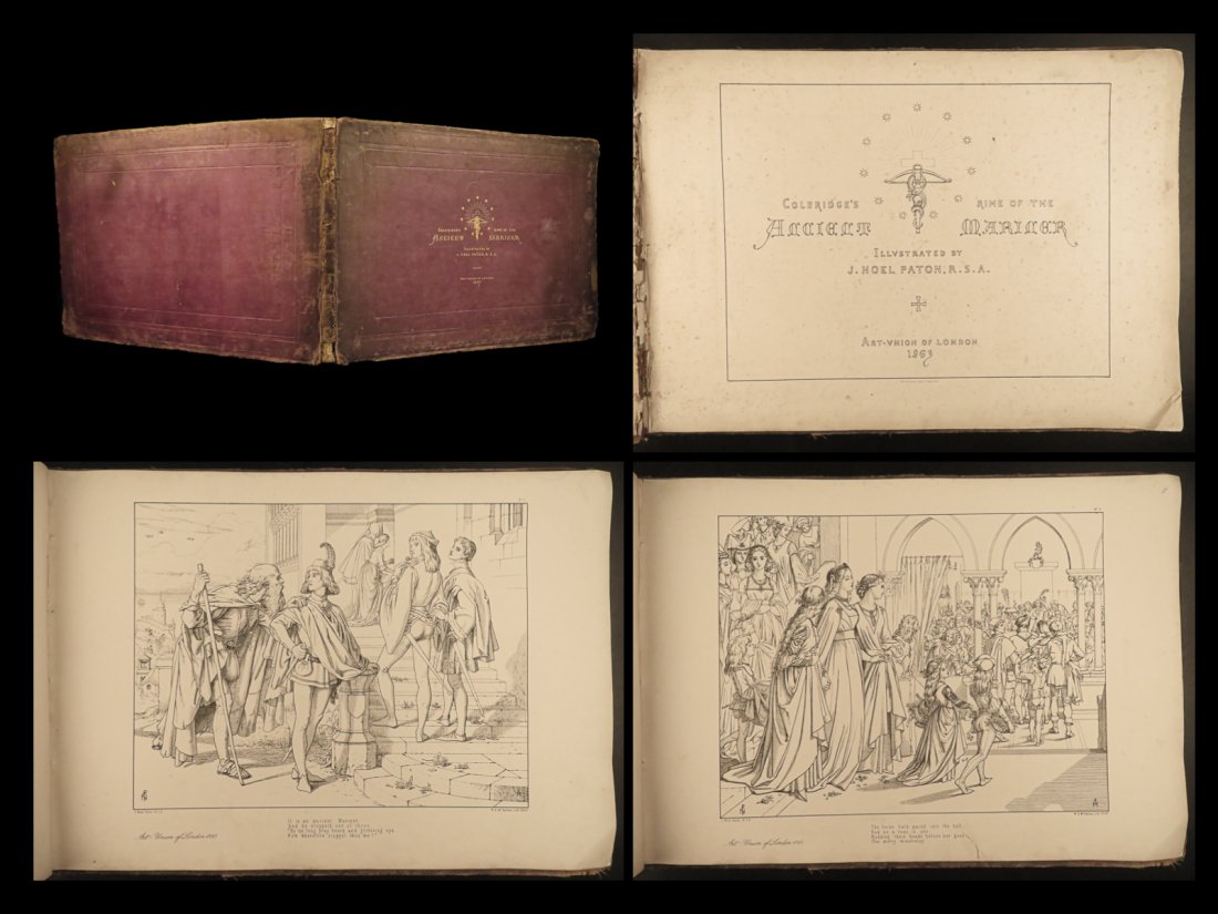 1863 1ed Rime of Ancient Mariner Samuel Coleridge Illustrated Paton Sketch ART (1 of 10)