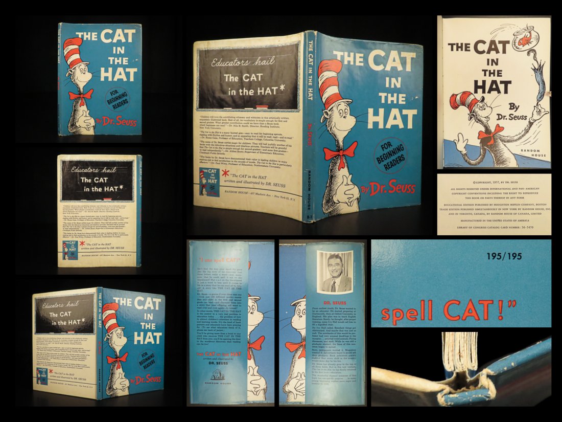 1957 1st ed The Cat in the Hat Dr. Seuss Illustrated Classic Childrens Book DJ (1 of 10)