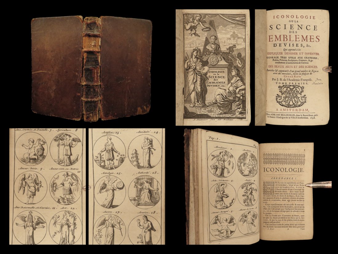 1698 Ripa Iconologia Illustrated Emblem Art Egypt ROME Baudoin Provenance RARE (1 of 10)