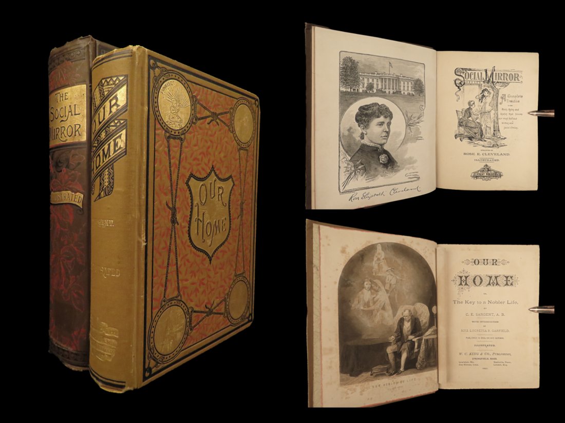 1885 RARE 2 Book Lot American Housekeeping Social Mirror Our Home Making (1 of 10)