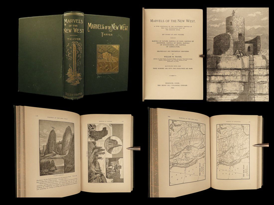 1890 Marvels of American West Yellowstone Yosemite GOLD Mines INDIANS Thayer (1 of 10)