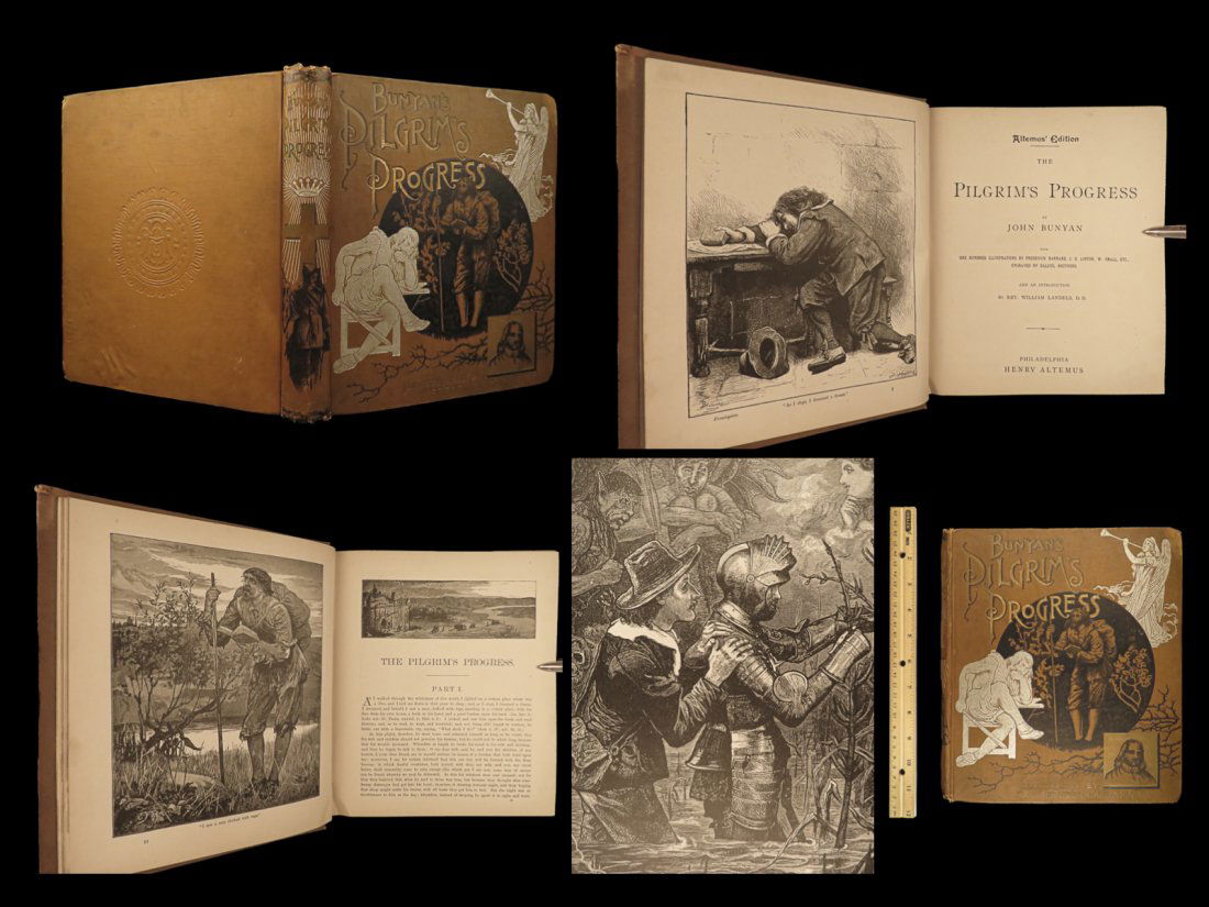 1890 1ed Pilgrims Progress John Bunyan Puritan Christian Bible ART Illustrated (1 of 10)