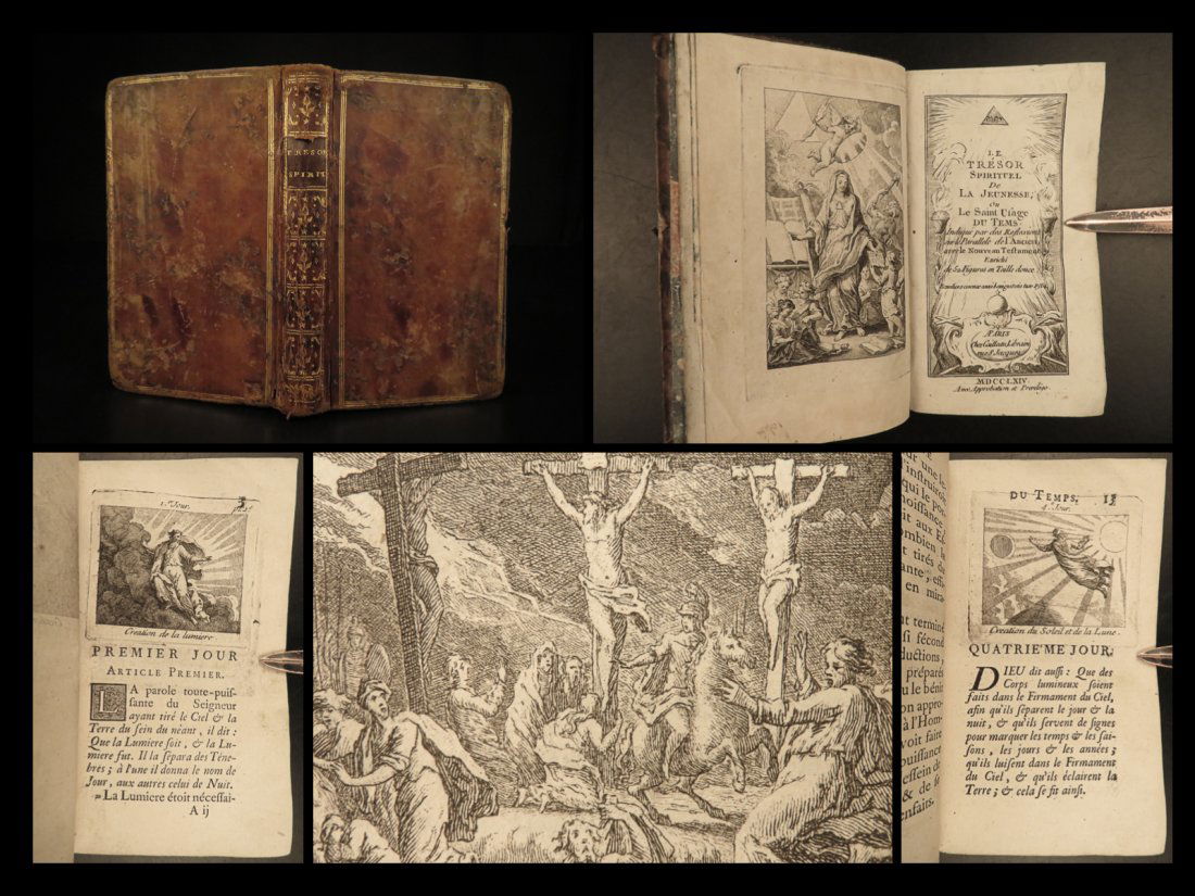 1764 The Spiritual Treasure BIBLE ART Catholic Devotion Illustrated Scene PRAYER (1 of 10)