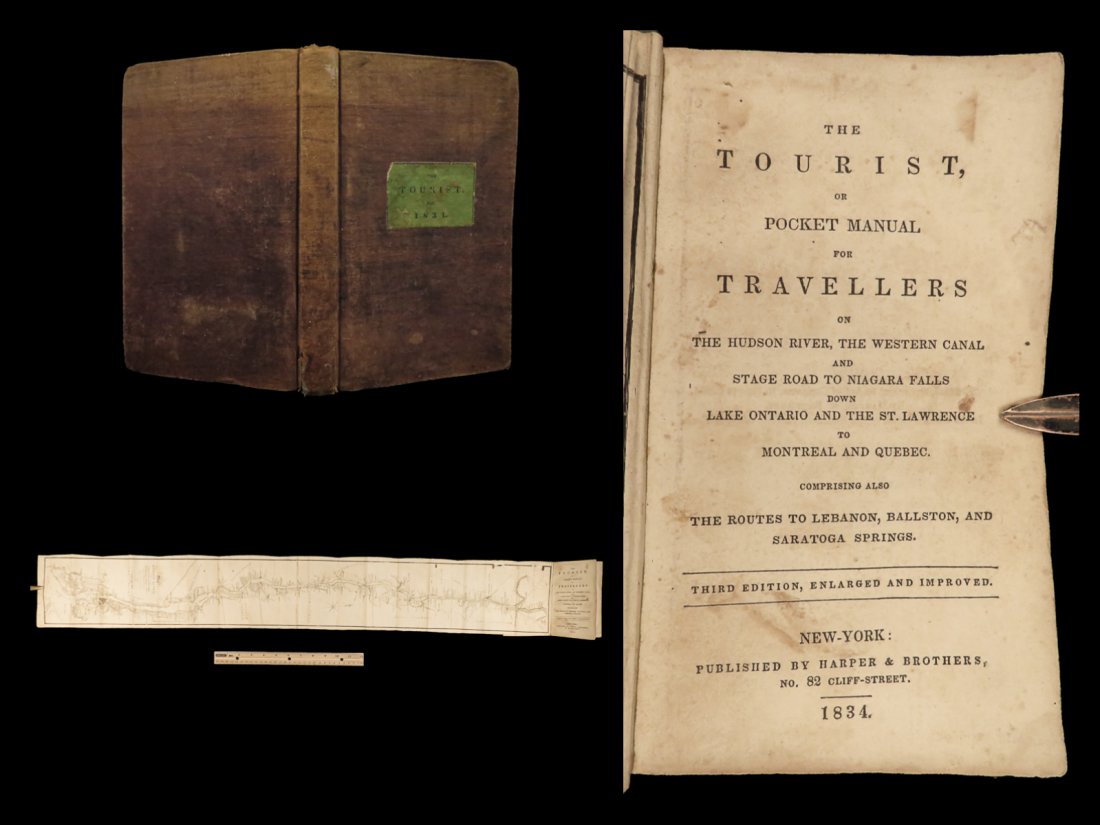 1834 New York HUGE MAP Niagara Falls Vandewater Tourist Hudson River Travel (1 of 10)