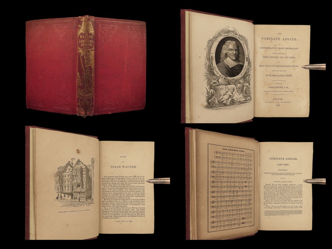 1857 Complete Angler FISHING Hunting Angling Fish Trout Cotton Walton Hawkins (1 of 10)