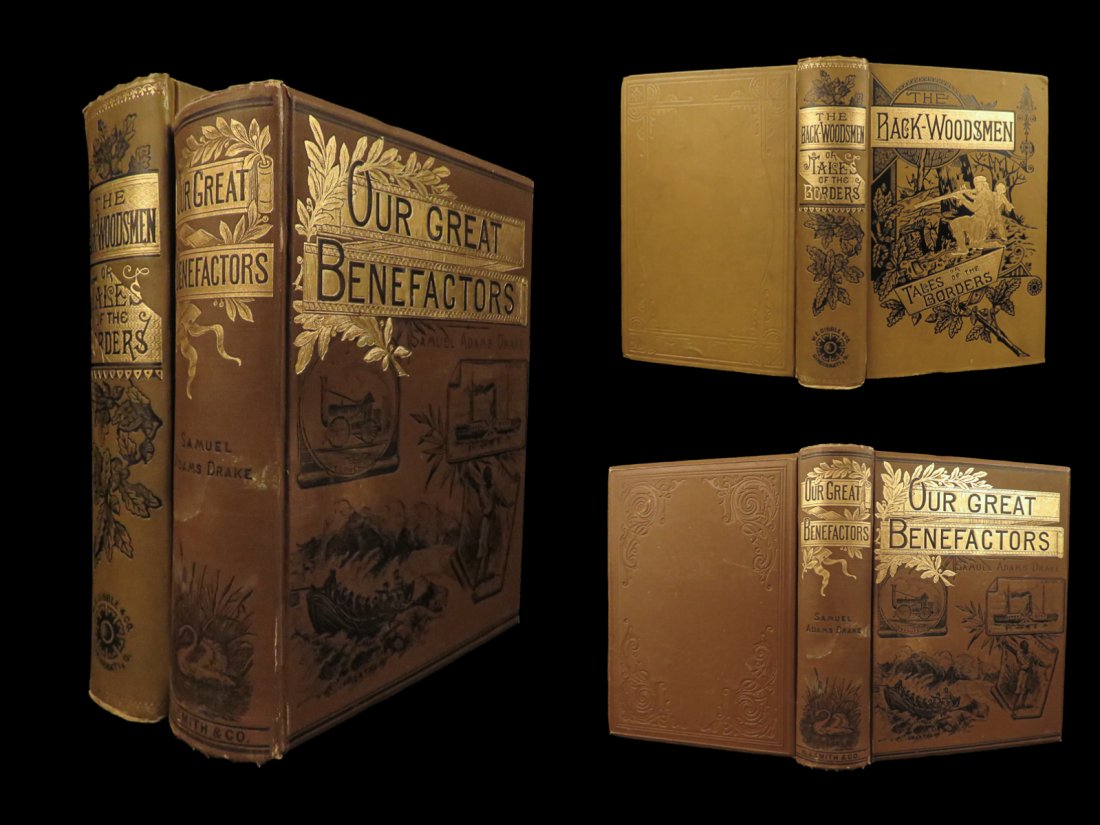 1883 RARE 2 Book Lot Backwoodsman INDIAN Adventures + Eminent American Bios (1 of 10)