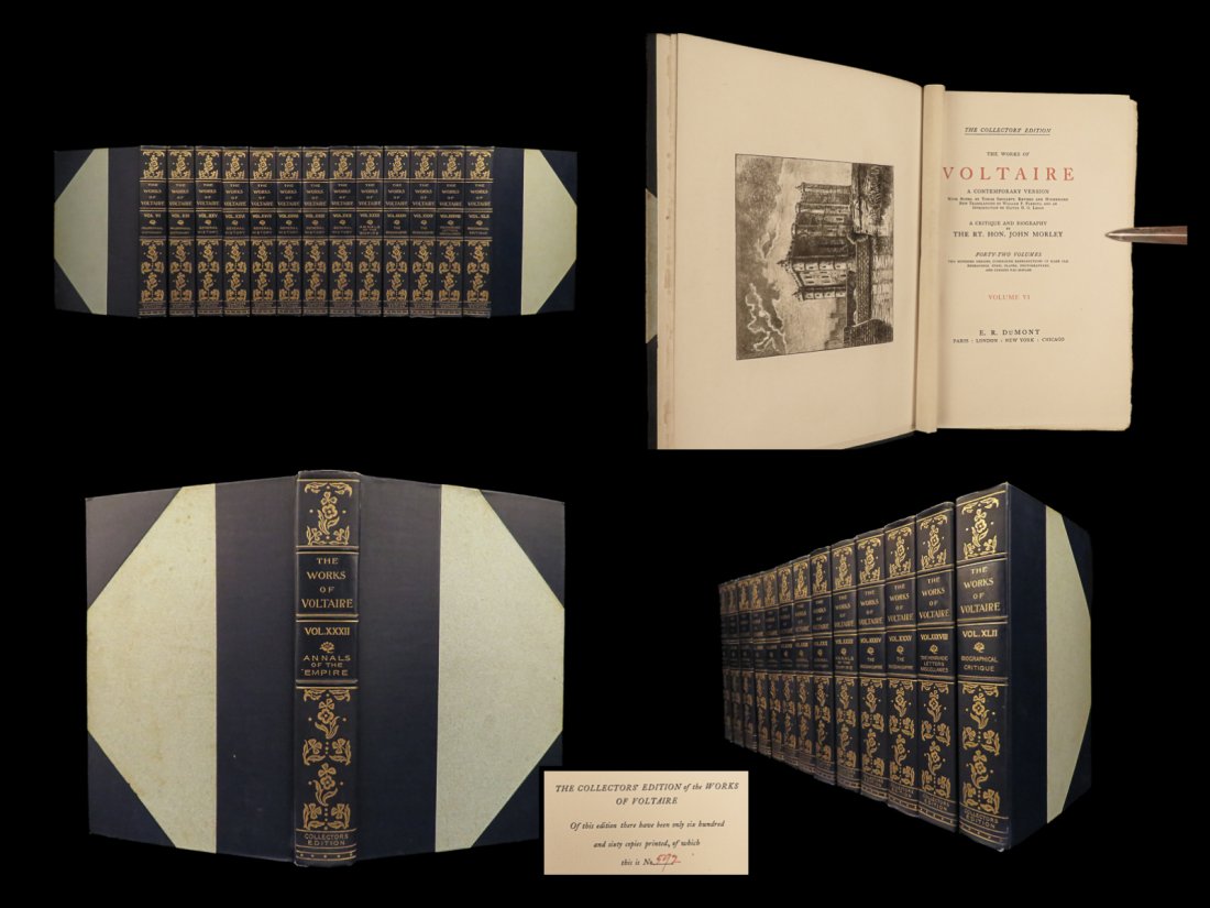 1901 ENGLISH Works of Voltaire History of Russia War Smollett Henriade 13v LOT (1 of 10)