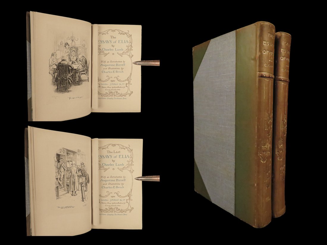 1902 Essays of Elia Charles Lamb English Literature FINE BINDING Illustrated 2v (1 of 10)