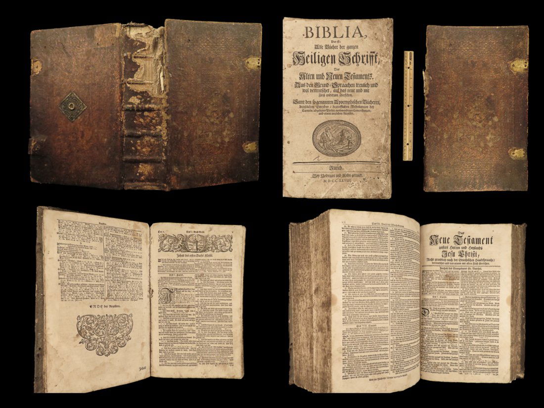 1728 ENORMOUS Luther Bible German Swiss Biblia Zurich Switzerland RARE FOLIO (1 of 10)