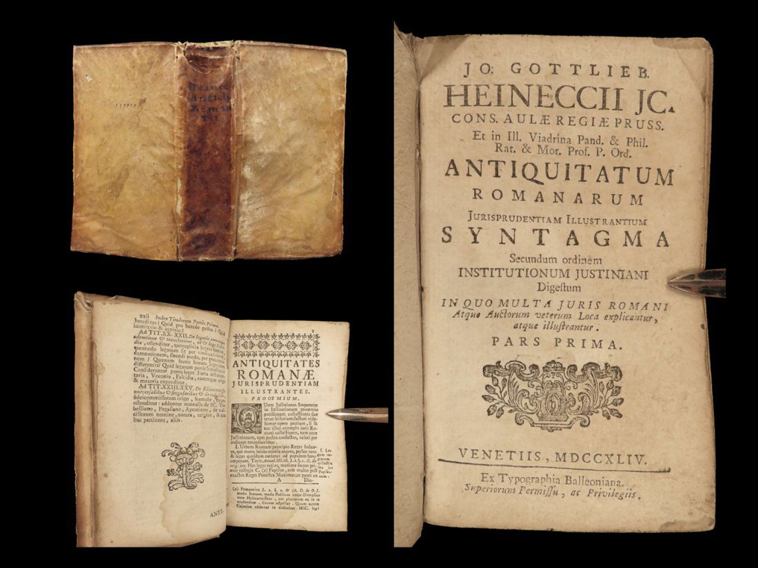 1744 LAW 1ed Heineccius Jurisprudence Juris Civilis Justinian Institutes ROMAN (1 of 10)