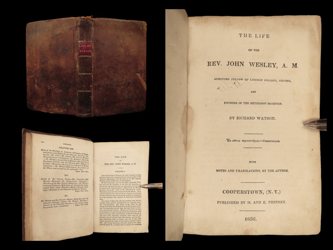 1836 John Wesley Evangelist Methodist Movement Arminian Bible Theology Watson: 1836 John Wesley Evangelist Methodist Movement Arminian Bible Theology Watson â€œThe Life of the Rev. John Wesley” by Richard Watson, with contributions from John Emory, is a 19th-century bi