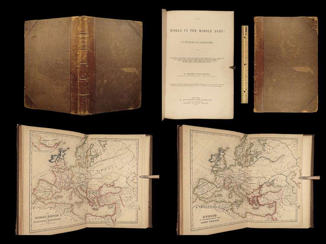 1854 MAPS Atlas 1ed World in Middle Ages CRUSADES Rome Ottoman Medieval Koeppen (1 of 10)