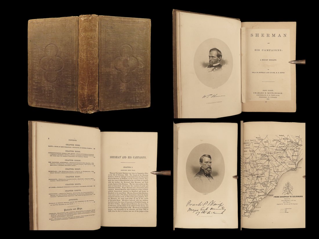 1865 Civil War 1st ed General Sherman Campaigns Memoirs Tactics Army MAPS Bowman (1 of 10)