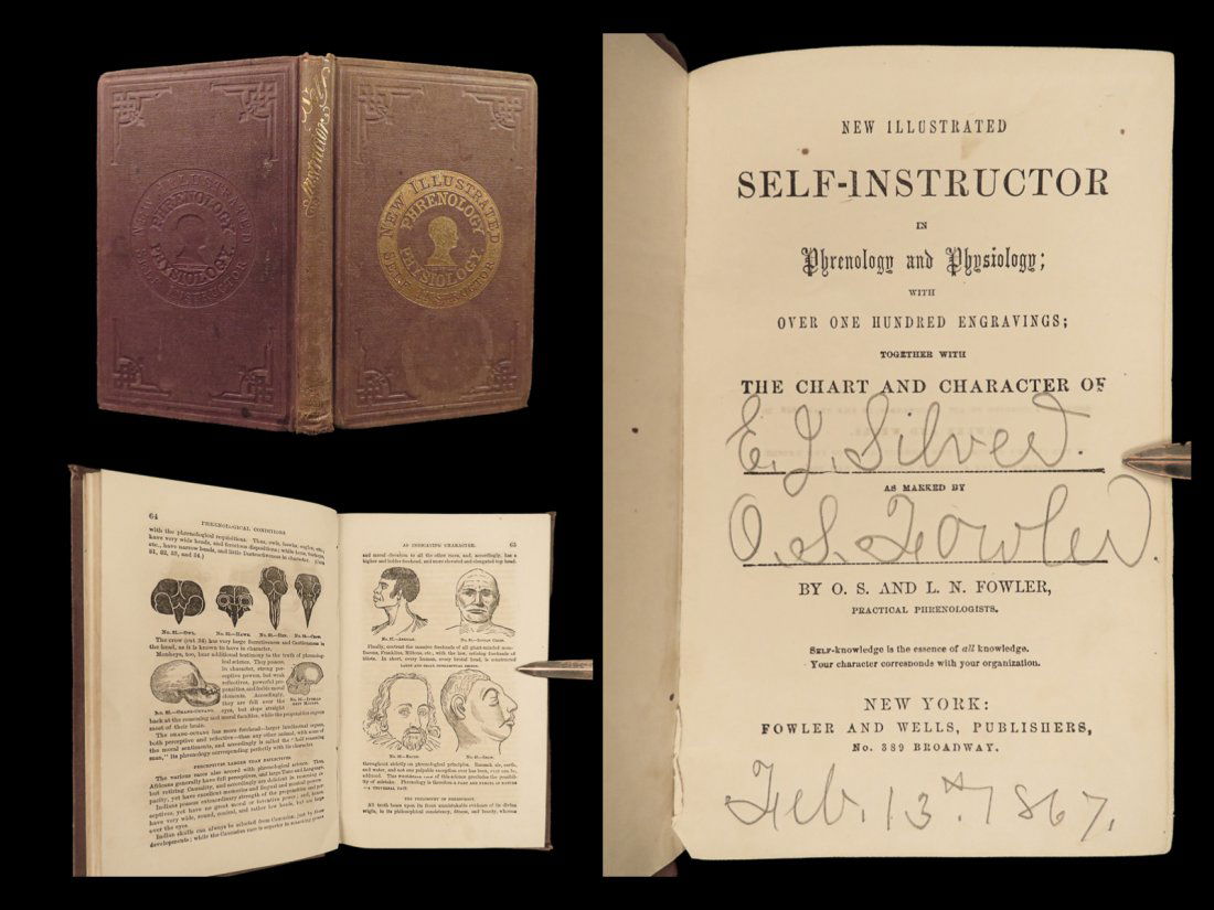 1867 O.S. Fowler SIGNED Phrenology Physiology Physiognomy Occult Medicine (1 of 10)