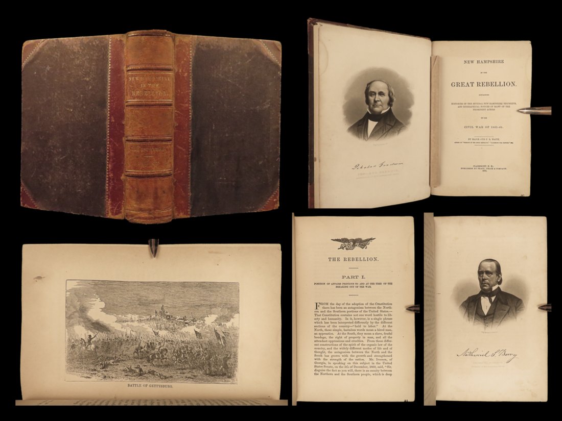 1870 CIVIL WAR 1ed Gettysburg New Hampshire in Great Rebellion Illustrated Waite: 1870 CIVIL WAR 1ed Gettysburg New Hampshire in Great Rebellion Illustrated Waite New Hampshire in the Great Rebellion is a rare account of the events and prominent figures from New Hampshire during th