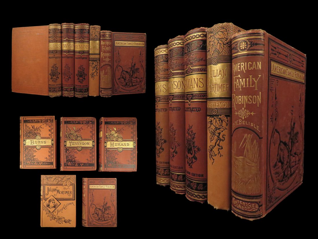 1877 RARE 5 Book Lot Alfred Tennyson Robert Burns Felicia Hemans Poetry (1 of 10)