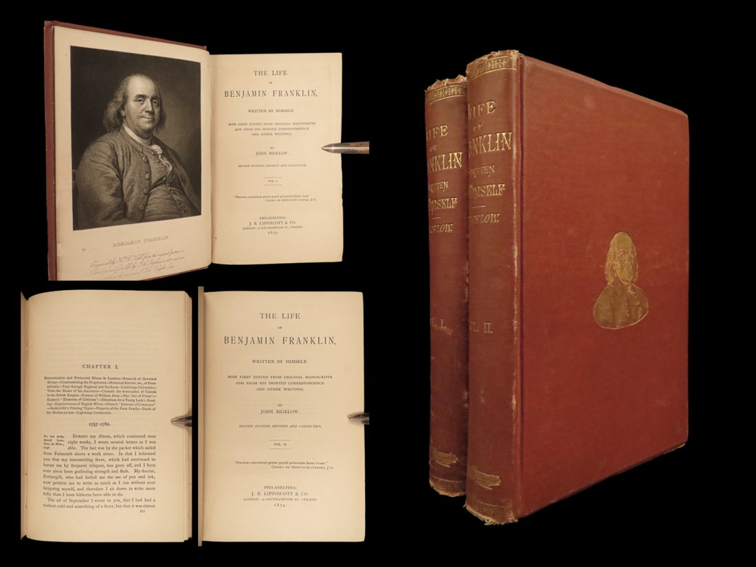 1879 Benjamin Franklin Essays US Founding Father Autobiography Americana (1 of 10)