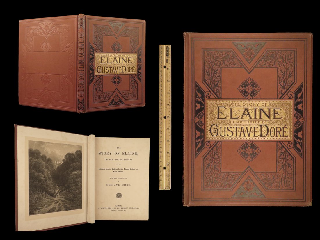 1879 King Arthur Elaine Tennyson Gustave Dore ART Idylls Vivien Guinevere FOLIO (1 of 10)