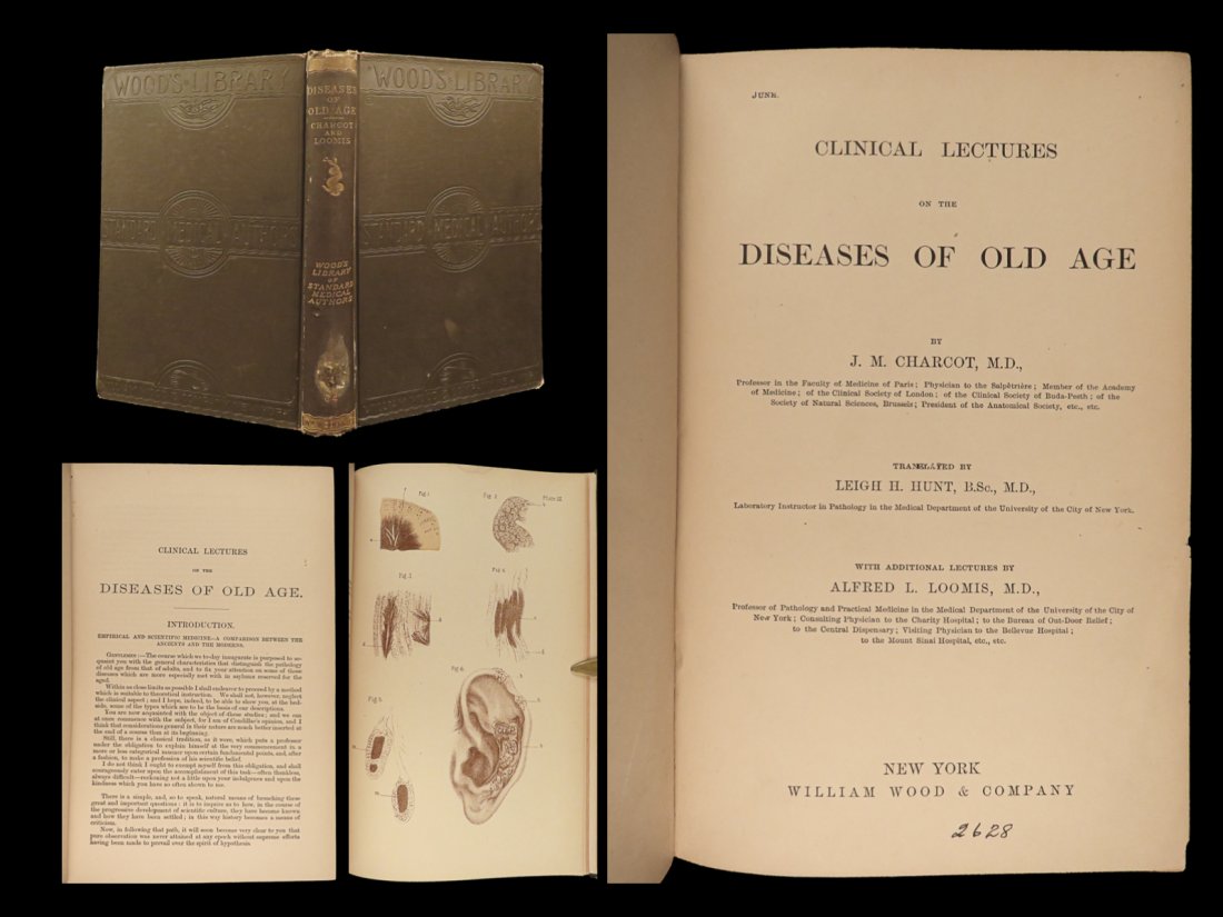 1881 1ed Charcot Geriatric Medicine Surgery Pathology Diseases Old Age Neurology: 1881 1ed Charcot Geriatric Medicine Surgery Pathology Diseases Old Age Neurology A rare first American edition of Jean Martin Charcots, Clinical Lectures on the Diseases of Old Age. A 19th-century Fre