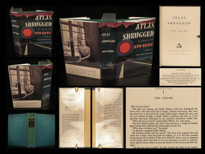 1957 Atlas Shrugged TRUE 1st printing Ayn Rand Objectivism Dystopian Philosophy: 1957 Atlas Shrugged TRUE 1st printing Ayn Rand Objectivism Dystopian Philosophy “If you dont know, the thing to do is not to get scared, but to learn.” ― Ayn Rand, Atlas Shrugged â