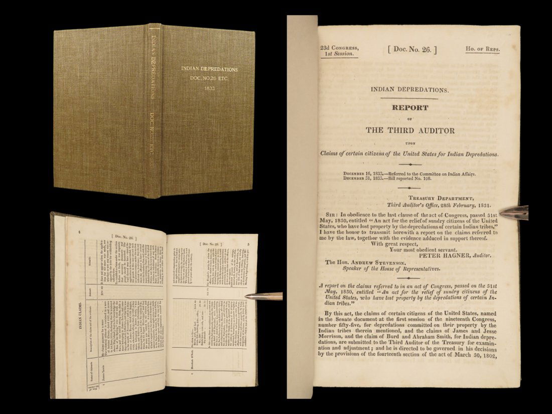 1833 INDIANS 1ed Congress Report on Attacks Sac & Fox Nation Cherokee America (1 of 10)